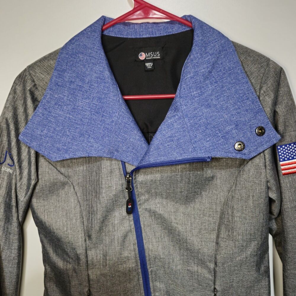 Microsoft Authentic Women’s Heather Gray Zip-Up Jacket MSUS (XS) – American Flag - Picture 5 of 16